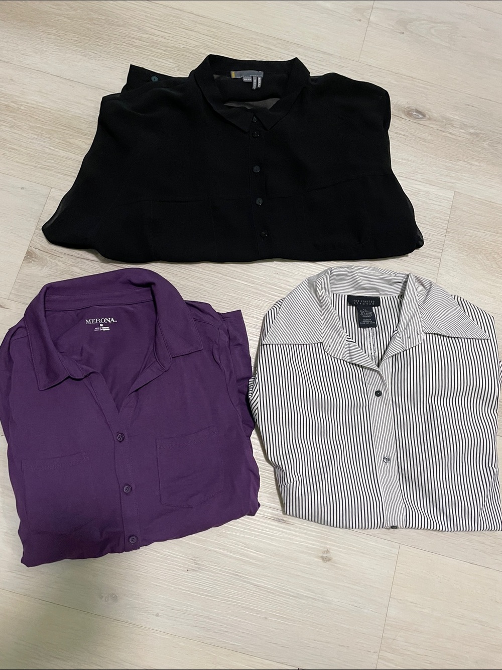 Three Women's Button-Down Shirts- Classic Collared Blouses